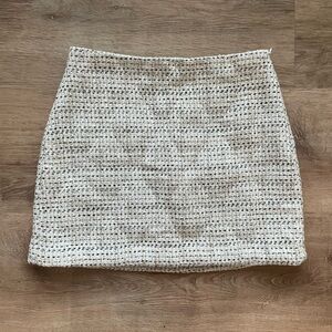 Zara Cream Bouclé Tweed Mini Skirt XS Preppy Classic Neutral